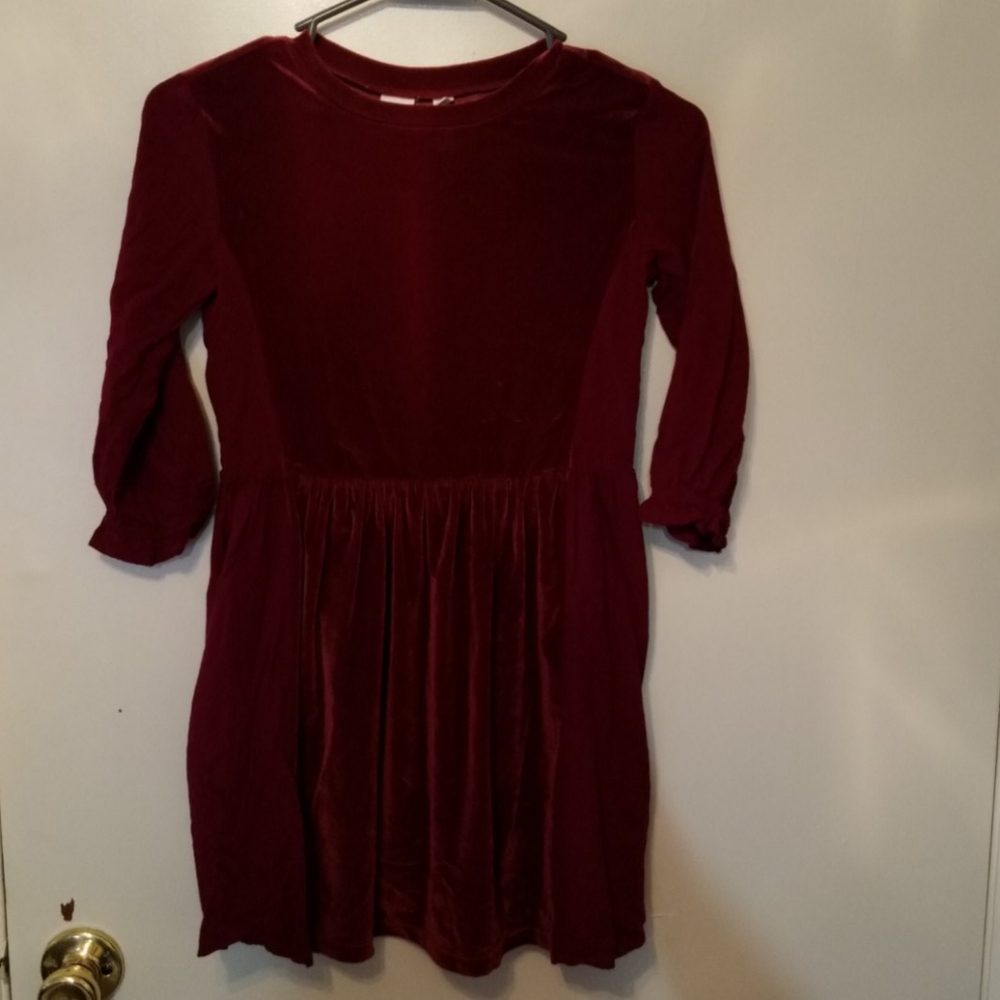 Girls crushed red velvet dress